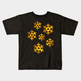 Watercolor Snowflakes (Golden Yellow) Kids T-Shirt